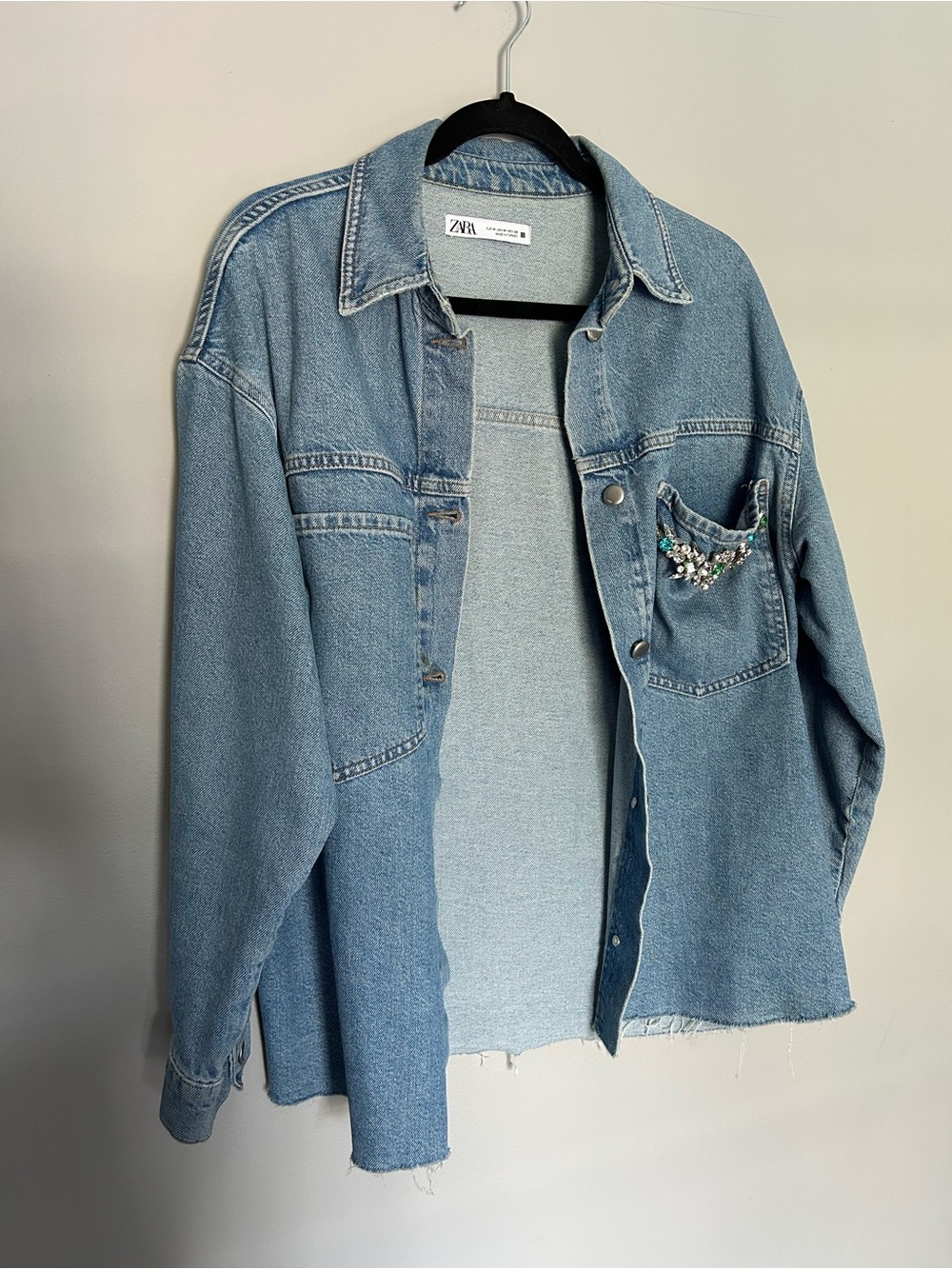 ZARA Light Wash Denim Jacket - Pale Blue